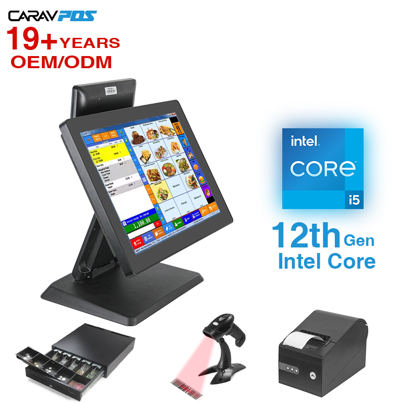 Hot Sale I3 I5 POS Terminal 15+9.7 Inch Touch POS Machine All in One Windows Cash Billing Dual Screen Pos System