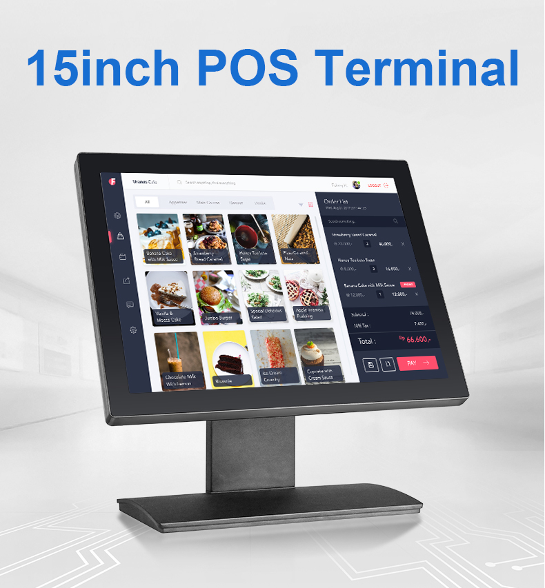 Dual Screen POS Machine Touch Screen 15 Inch Windows 10 All in One Cash Register Aluminum Stand Cafe Restaurant POS System — image 2