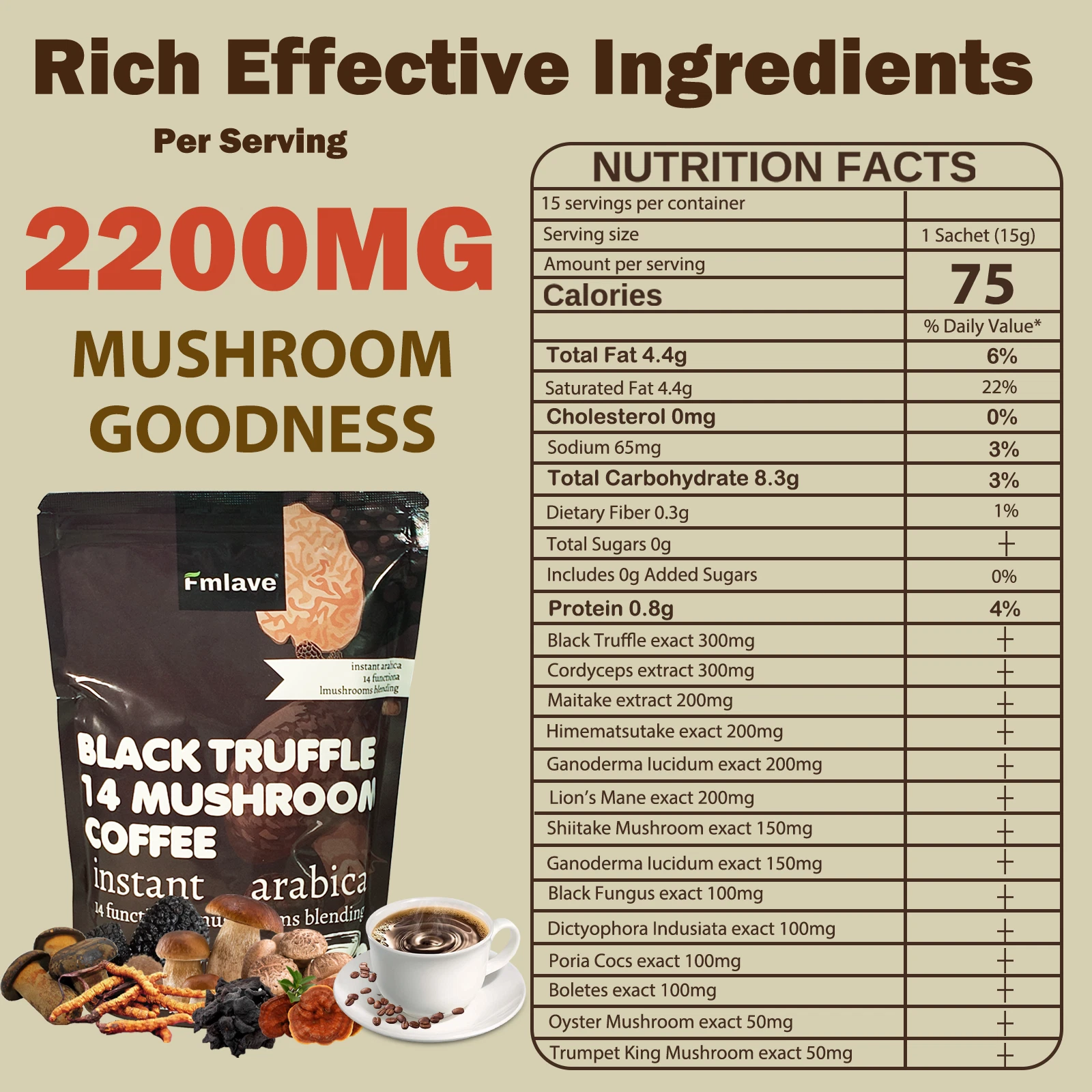 2 Pack Mushroom Coffee 100% Authentic USA FREE SHIPPING Organic 396g Per pack Thumbnail 6