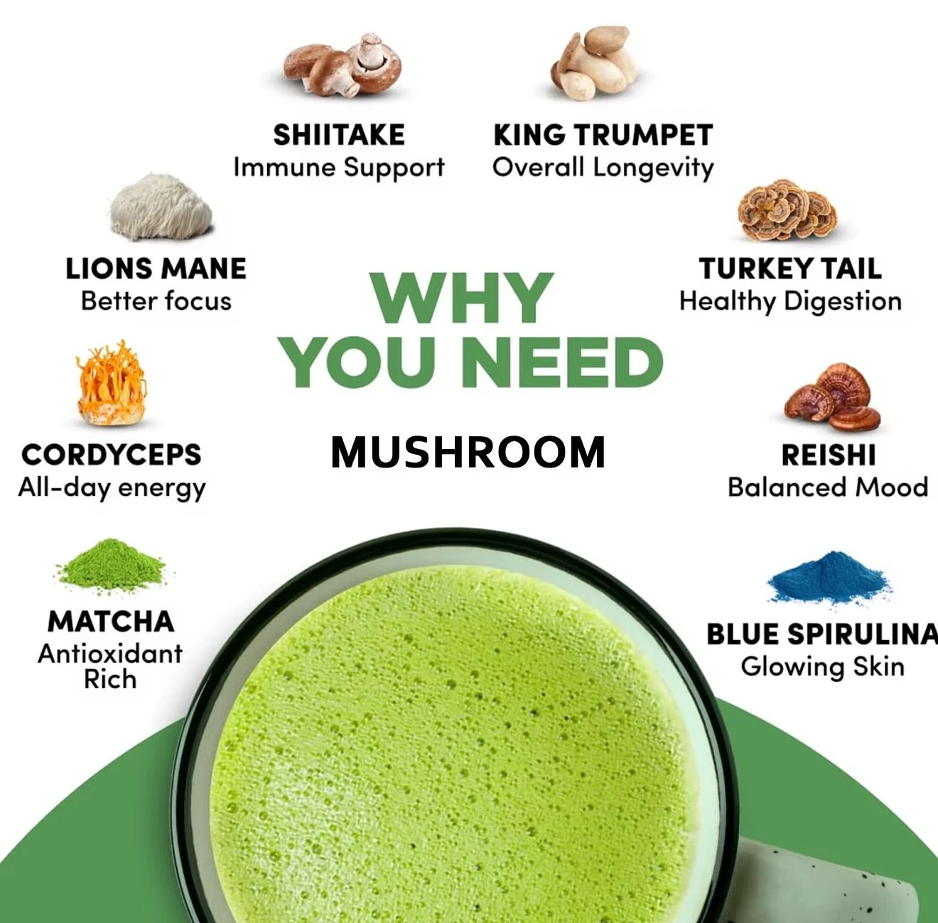 Organic Mushroom & Matcha Coffee 30 Servings Per Pack ( PACK OF 2 ) — image 4