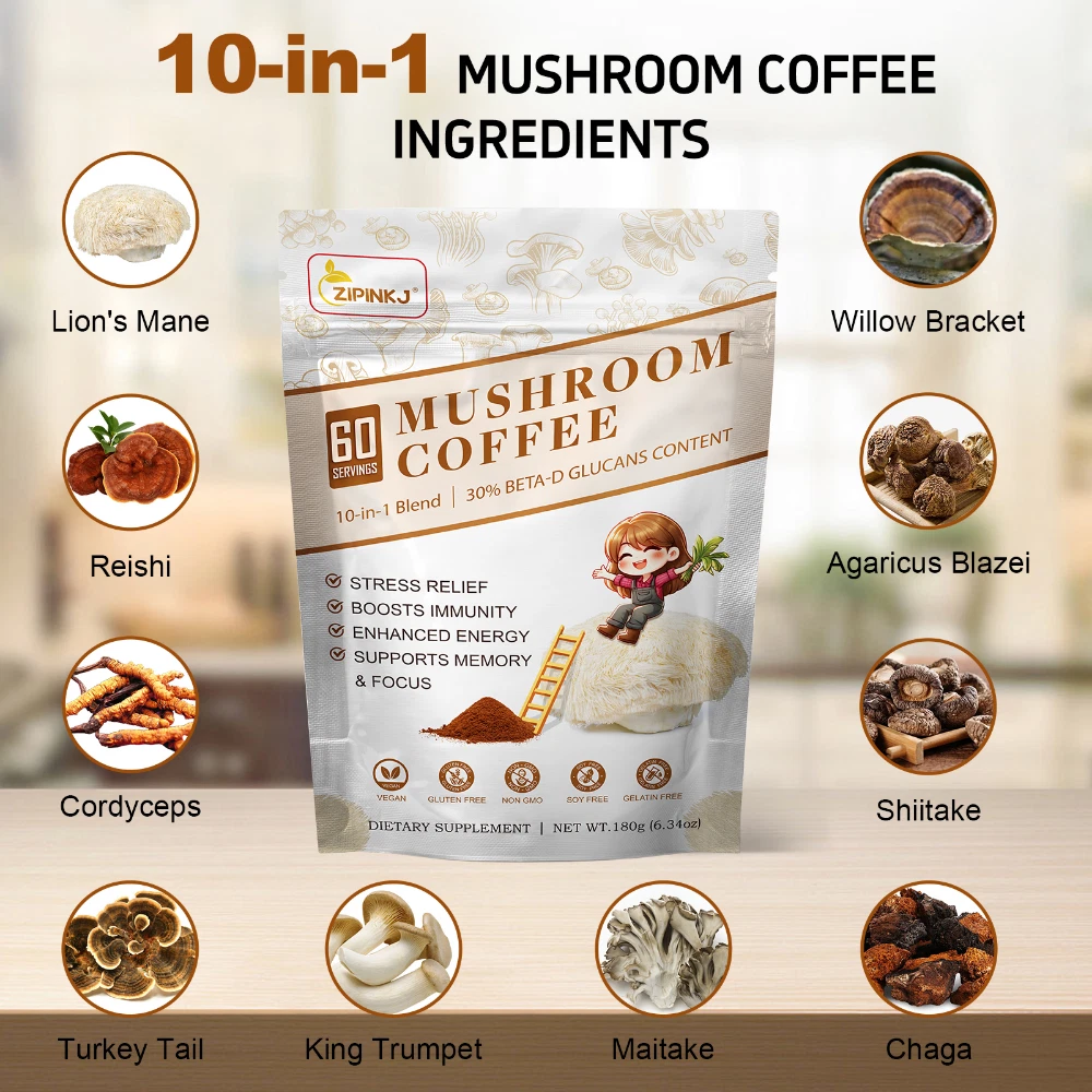 New Mushroom Coffee Organic Coffee 60 Servings in One Pack, No Odor — image 2