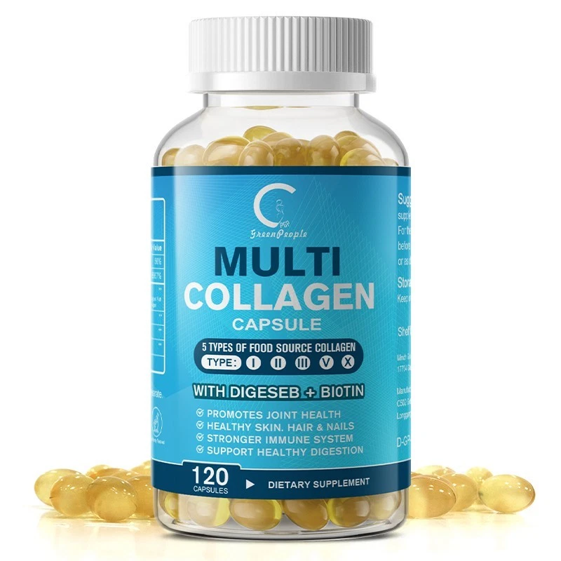 Collagen Peptides Types I, II, III, V, X Anti-Aging Skin Support 120 Softgels-GPGP