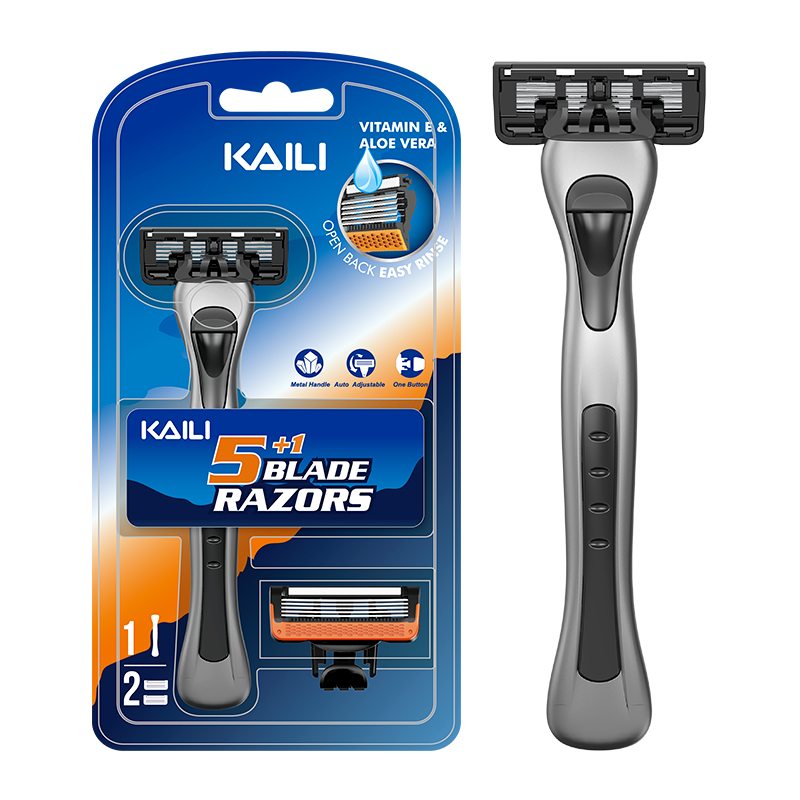 5 Blades Cartridge with Trimmer Men Shaving Razor Open Back Design Replaceable Shaving Razor