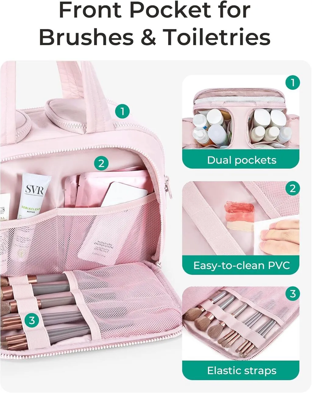 Travel Toiletry Bag, Crush Toiletry Bag for Women, Wide-open Puffy Toiletry Bags for Traveling, Large Travel Cosmetic Makeup Bag — image 5