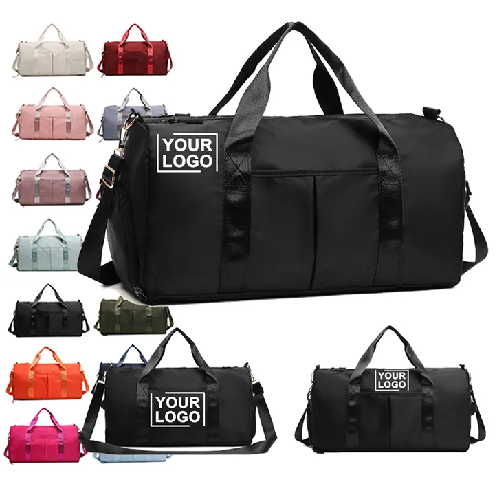 New Arrivals Custom Nylon Portable Durable Travel Bag Gym Exercise Waterproof Fabric Gym Bag with Branded Logo Duffle Bag