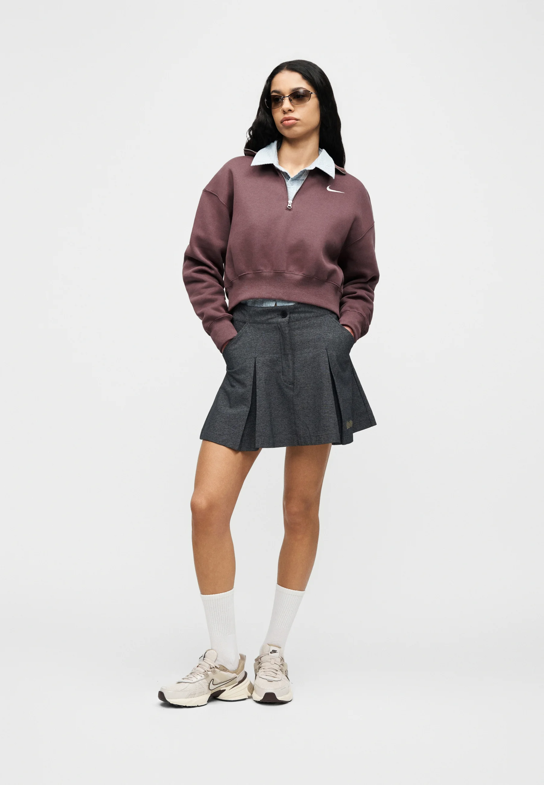 Zip neck Nike Sportswear Sweatshirt - tattoo/sail -Elasticated waist — image 2