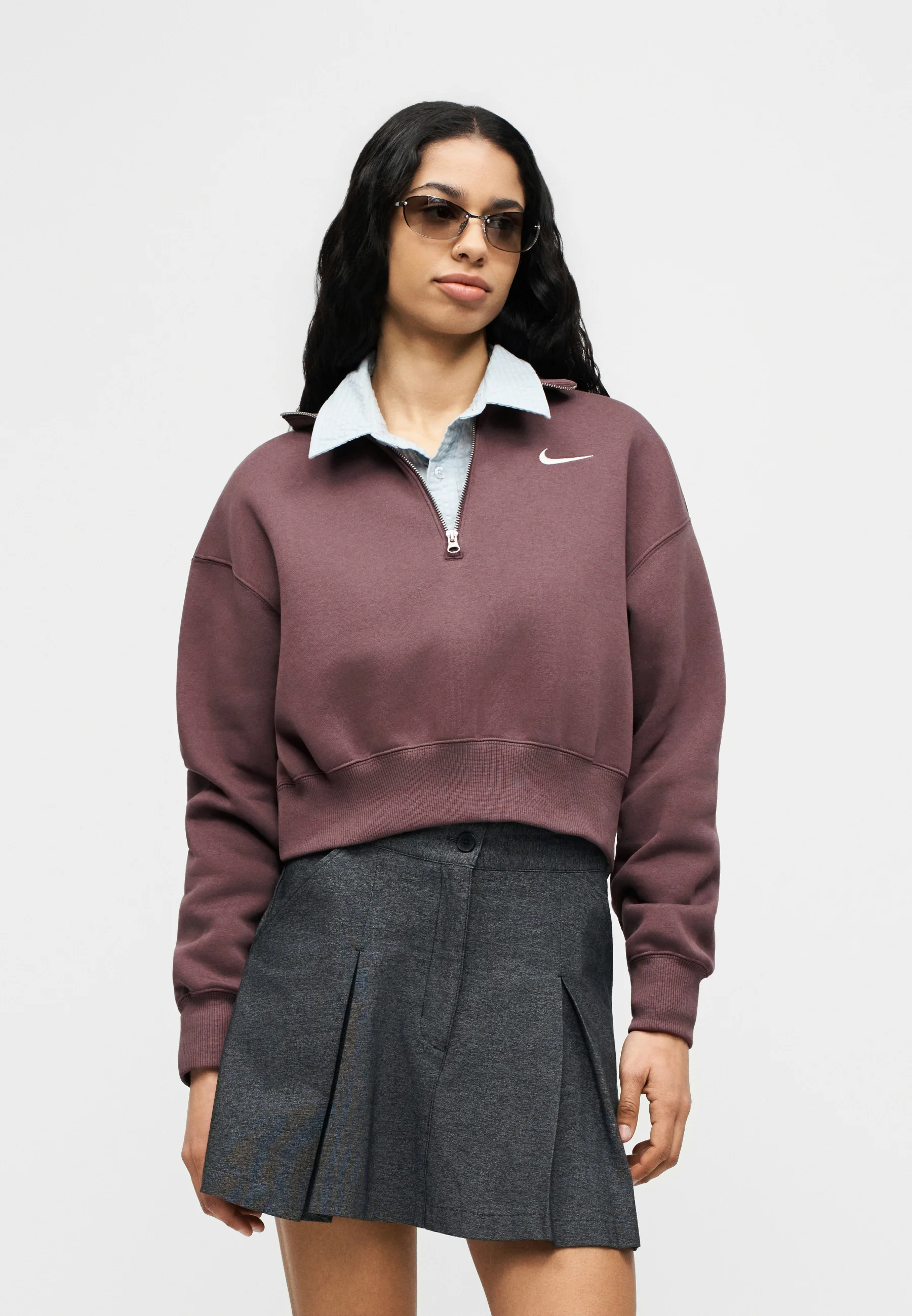 Zip neck Nike Sportswear Sweatshirt - tattoo/sail -Elasticated waist — image 3