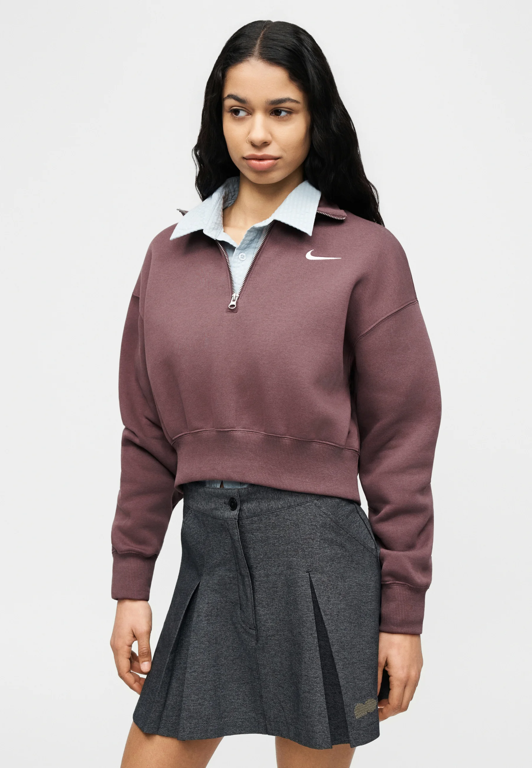 Zip neck Nike Sportswear Sweatshirt - tattoo/sail -Elasticated waist — image 5