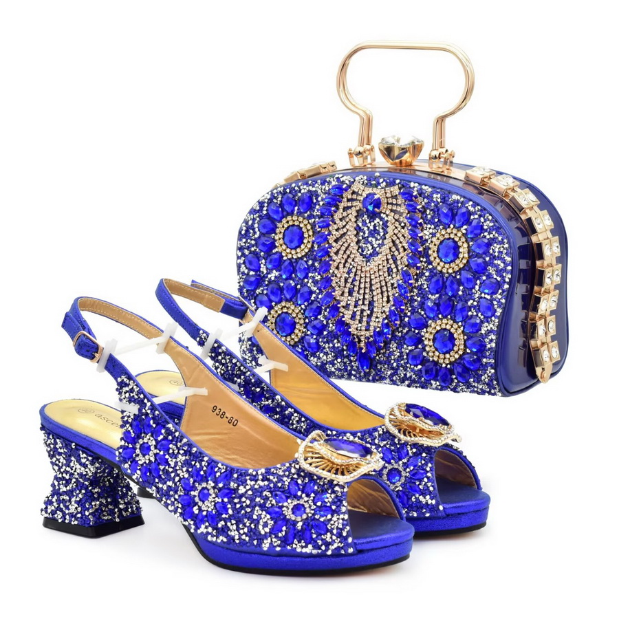 Exquisite High-end Shoe Bag Set With Stones High Heels With Handbag Popular Sandals With Purse — image 3