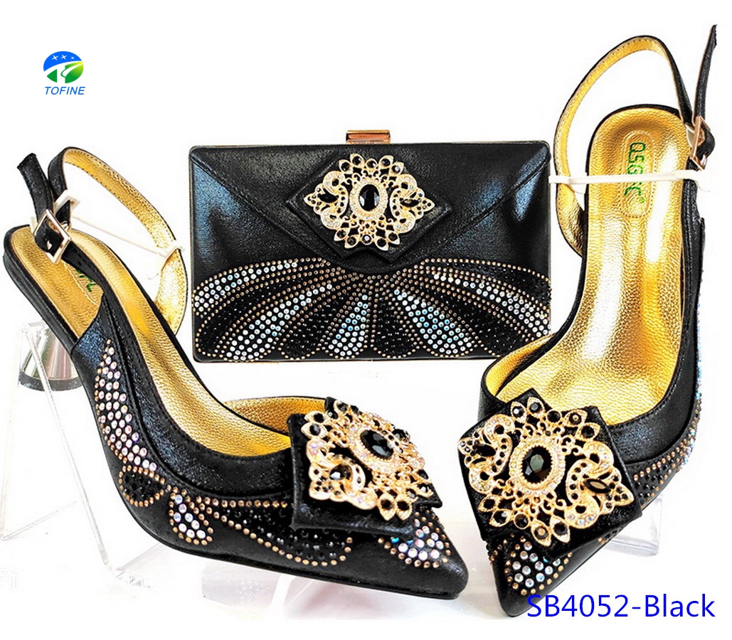 Ladies Fancy Shoes Low Heel Matching Bag Top Quality Design Hot Selling Popular for Party — image 3