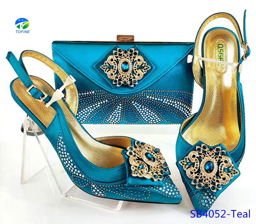 Ladies Fancy Shoes Low Heel Matching Bag Top Quality Design Hot Selling Popular for Party