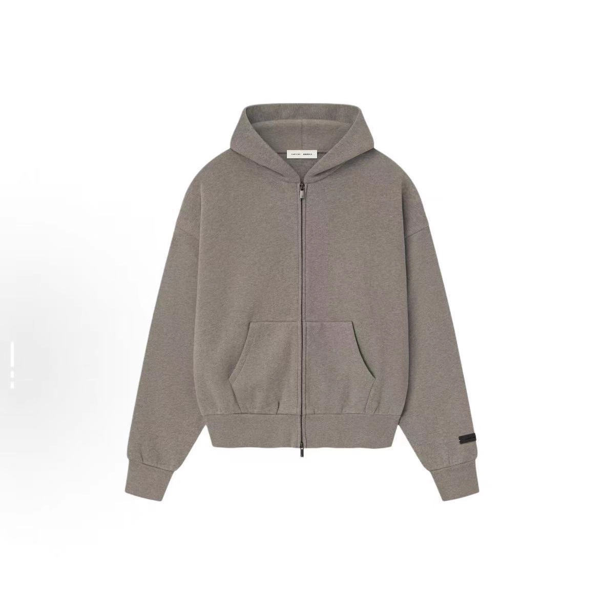 Brushed Silver Silicone Print 100% Cotton Zip up Hoodie Metallic Oversized Techwear Jacket Futuristic Streetwear Coat — image 2