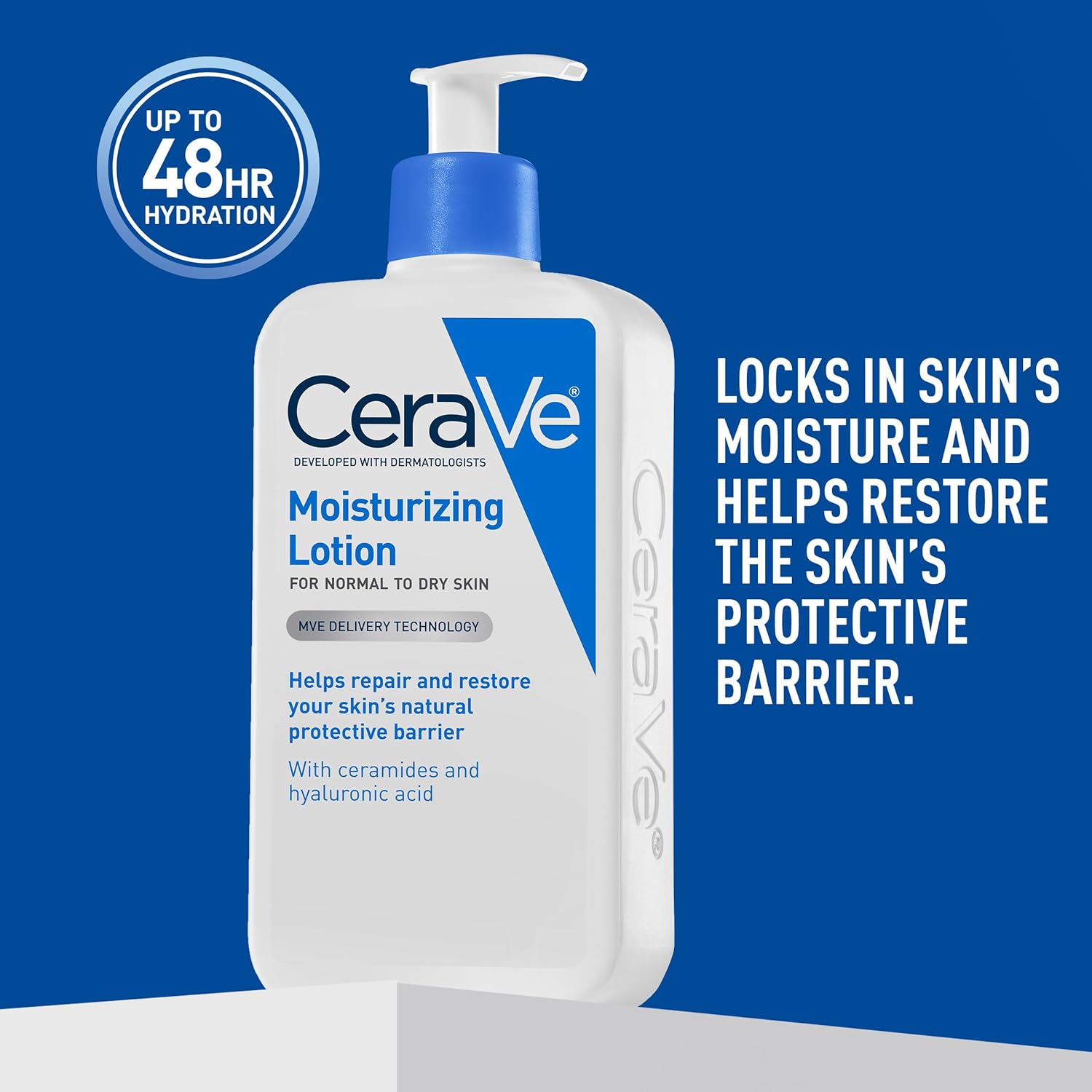 CeraVe Daily Moisturizing Lotion for Dry Skin, Body Lotion & Face Moisturizer with Hyaluronic Acid and Ceramides, Daily Moisturizer, Fragrance Free, Oil-Free, 19 Ounce — image 3