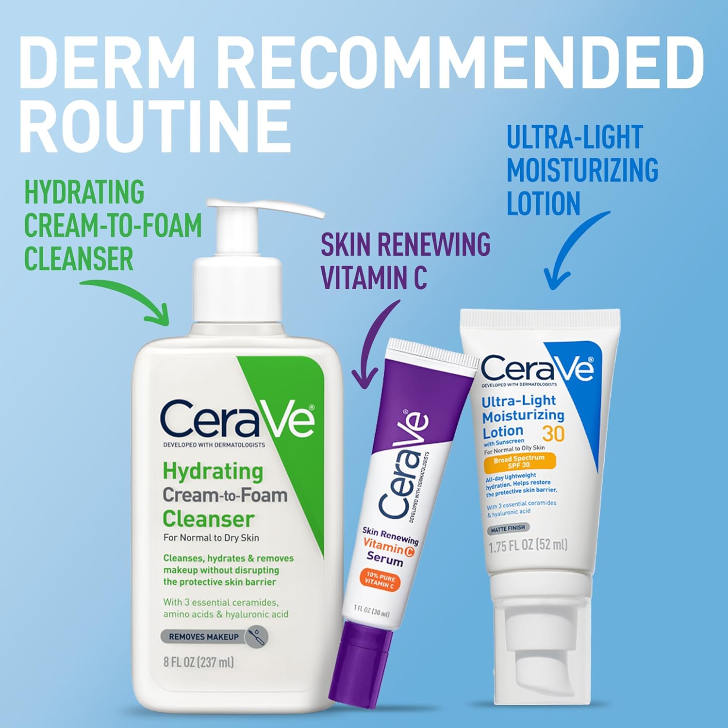 CeraVe Ultra-Light Moisturizing Lotion With SPF 30, Daily Face Moisturizer with SPF, Formulated with Hyaluronic Acid & Ceramides, 1.7 Ounce — image 2