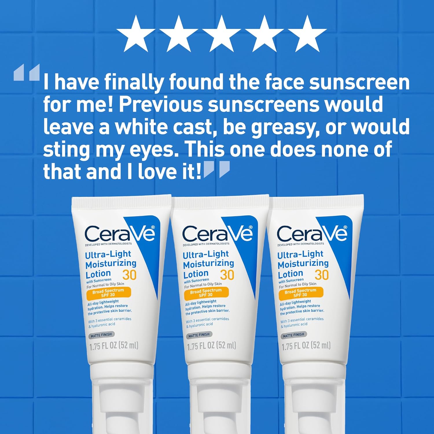 CeraVe Ultra-Light Moisturizing Lotion With SPF 30, Daily Face Moisturizer with SPF, Formulated with Hyaluronic Acid & Ceramides, 1.7 Ounce — image 3