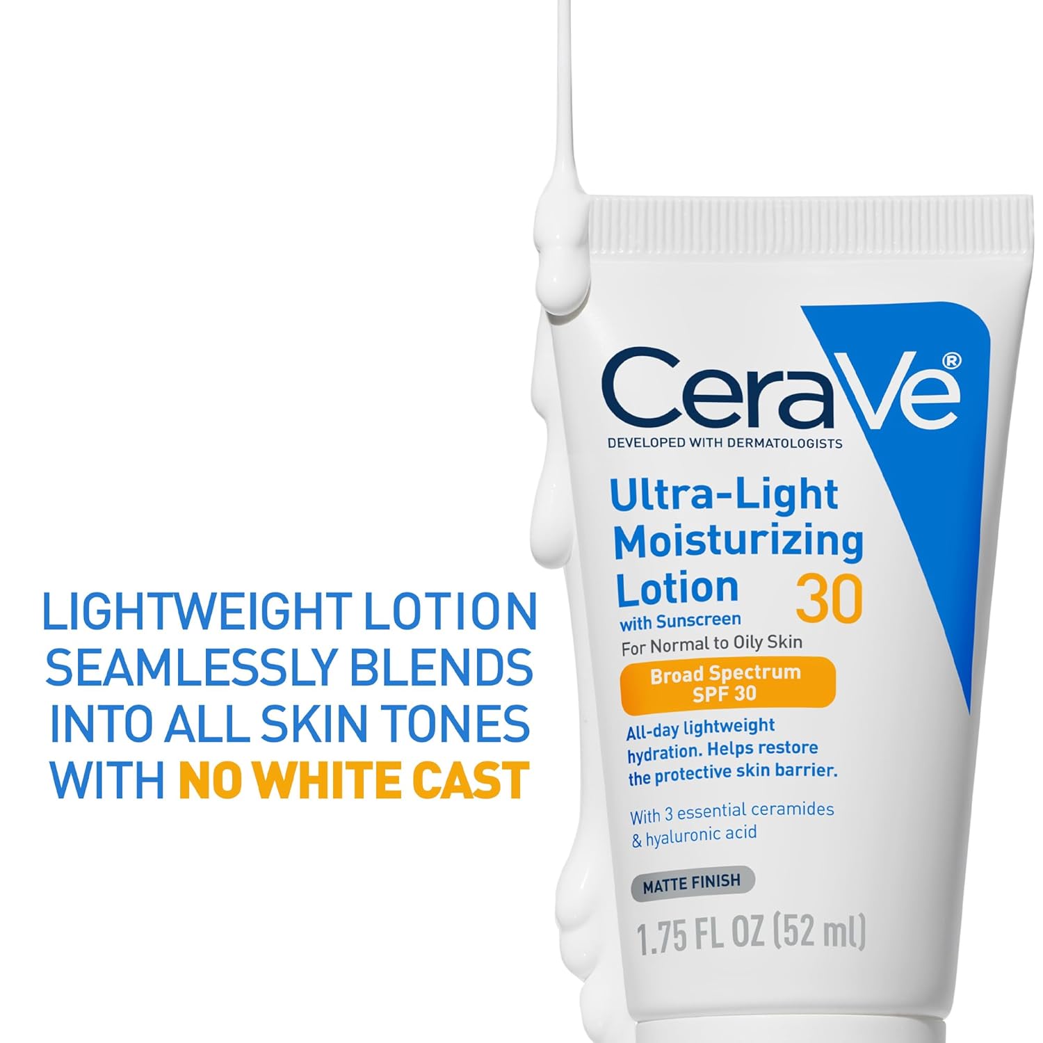 CeraVe Ultra-Light Moisturizing Lotion With SPF 30, Daily Face Moisturizer with SPF, Formulated with Hyaluronic Acid & Ceramides, 1.7 Ounce — image 4