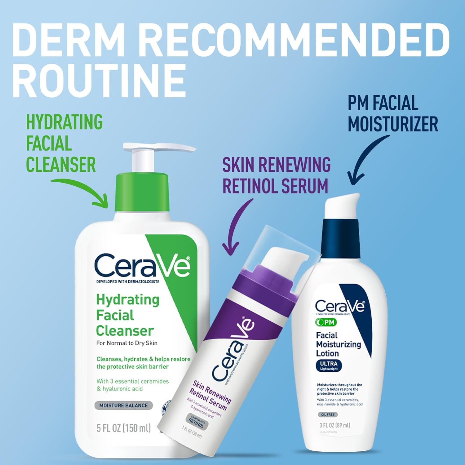 CeraVe PM Facial Moisturizing Lotion, Night Cream with Hyaluronic Acid and Niacinamide, Ultra-Lightweight, Oil-Free Moisturizer for Face, 3 Ounce — image 3
