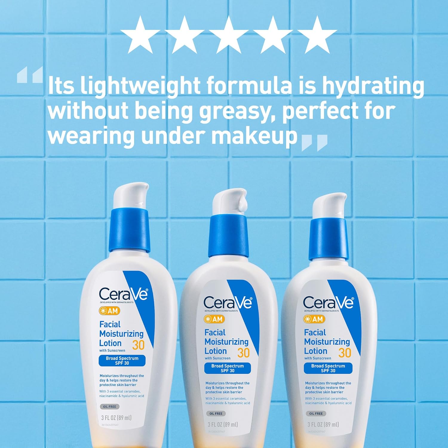 CeraVe AM Facial Moisturizing Lotion with SPF 30, Oil-Free Face Moisturizer with SPF, Formulated with Hyaluronic Acid, Niacinamide & Ceramides, Non-Comedogenic, Broad Spectrum Sunscreen, 3 Ounce — image 2