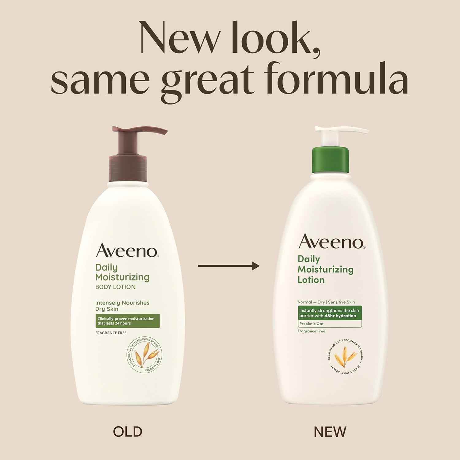 Aveeno Daily Moisturizing Body Lotion, Body Lotion for Dry Skin with Prebiotic Oat, Paraben Free, Fragrance Free, Non-Greasy, Non-Comedogenic Moisturizer, 18 FL OZ — image 2