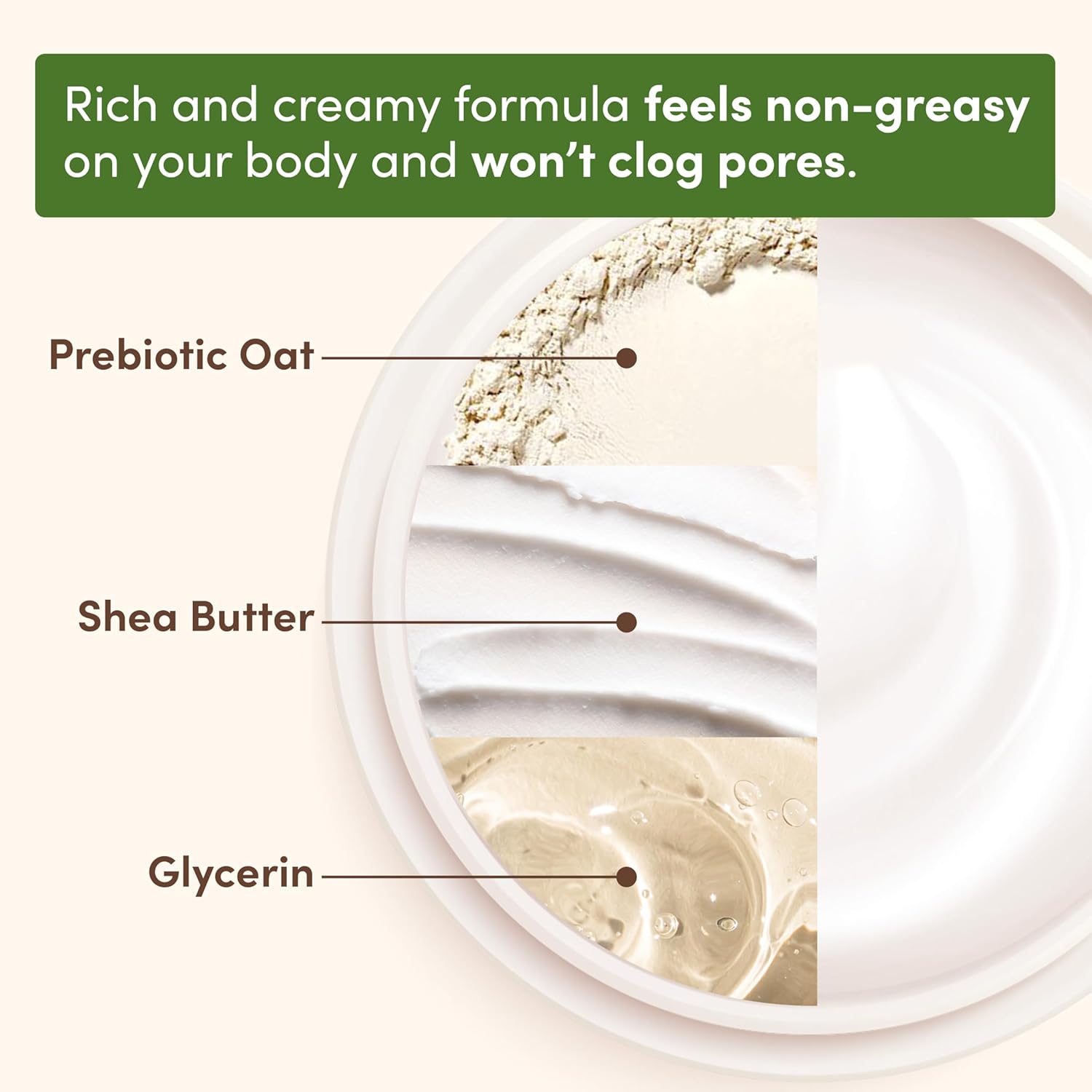 Aveeno Daily Moisturizing Cream with Prebiotic Oat & Shea Butter for Body, Face & Hands Moisturizer Cream, Hydrates Normal to Dry, Sensitive Skin, Fragrance Free, Non-Comedogenic, 20 oz — image 3