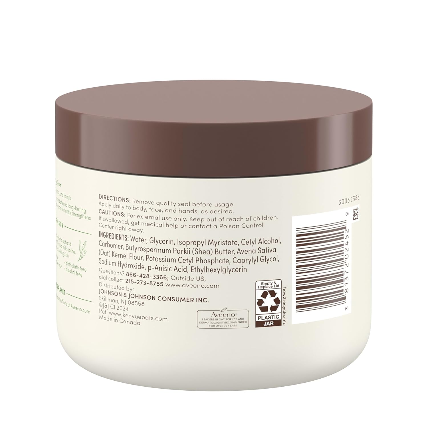 Aveeno Daily Moisturizing Cream with Prebiotic Oat & Shea Butter for Body, Face & Hands Moisturizer Cream, Hydrates Normal to Dry, Sensitive Skin, Fragrance Free, Non-Comedogenic, 20 oz Thumbnail 6