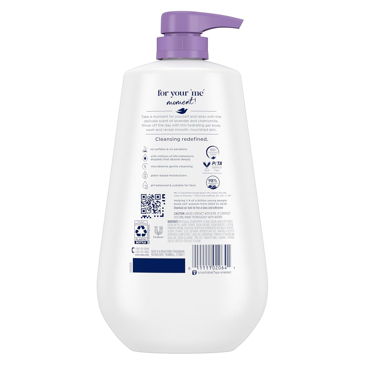 Dove Body Wash with Pump Relax Lavender Oil & Chamomile For 24hr Lotion-Soft Skin Moisturizing Skin Cleanser with No Sulfates No Parabens 30.6 Oz Thumbnail 6