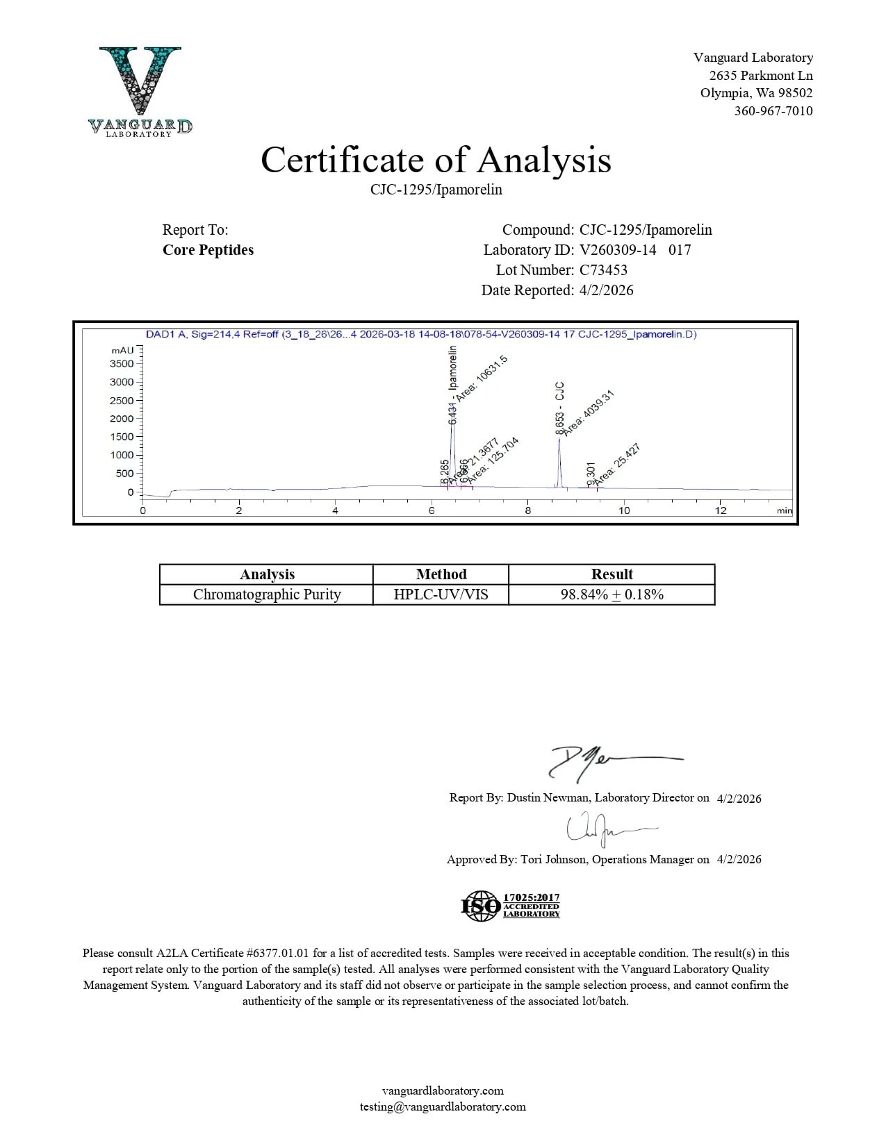 CJC-1295 & Ipamorelin Blend (10mg), 99% Purity form of Lyophilized powder — image 2