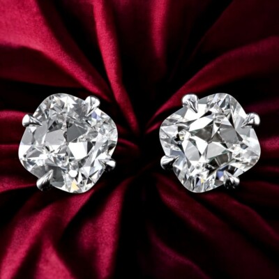 Screw Back 18K White Gold Plated Sterling Silver VVS Moissanite Square Simulated Diamond Stud Earrings for Women