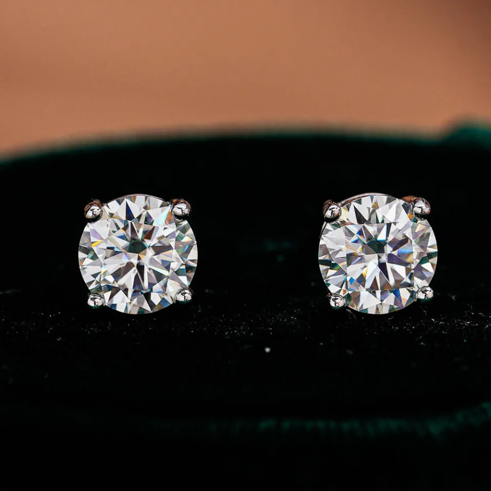 Screw Back 18K White Gold Plated Sterling Silver VVS Moissanite Square Simulated Diamond Stud Earrings for Women — image 3