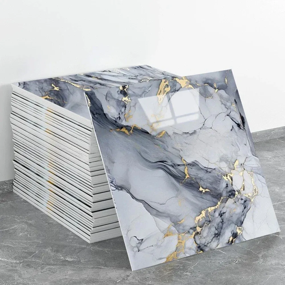 1040PCS Marble 3D Ceramic Tile Stickers - Waterproof Self-Adhesive Wall and Floor Renovation Decoration for Home