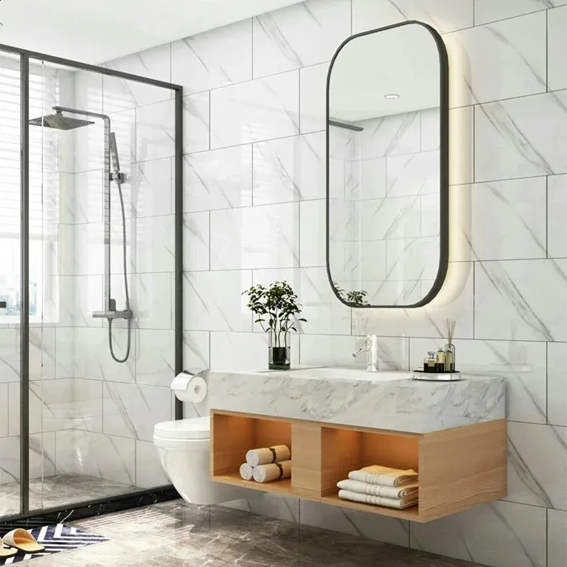 30cmx60cm Wallpapers Home Decor Anti-fouling Waterproof Wallpaper Sticker Kitchen 3D Ceramic Tile Decoration Bedroom Marble Room 250313 — image 3