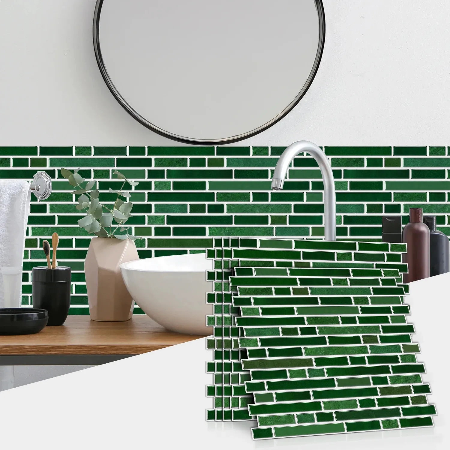 1/12 classic black and white ceramic tiles marble room decoration kitchen living room waterproof self-adhesive wallpaper detachable 250410BJ — image 2
