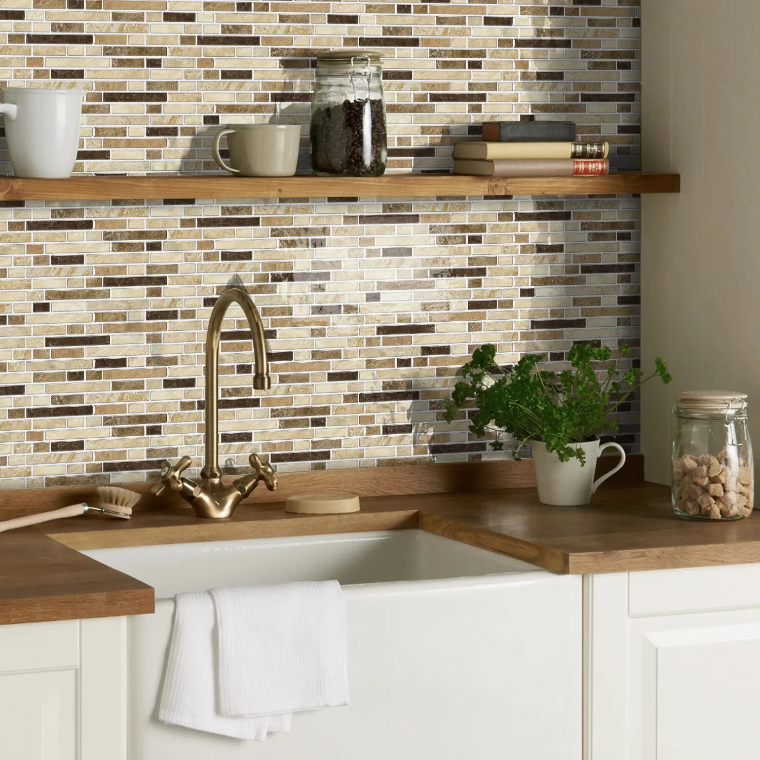 1/12 classic black and white ceramic tiles marble room decoration kitchen living room waterproof self-adhesive wallpaper detachable 250410BJ — image 4