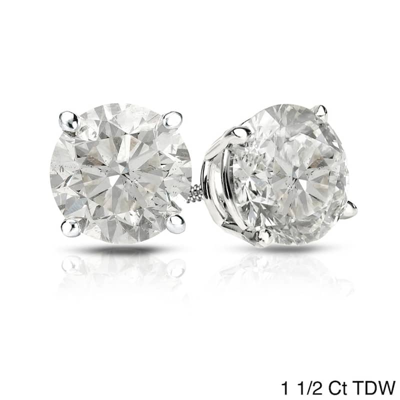 Fine Stone HPHT Lab Grown Diamond Stud Earrings 7 Pieces Round Cut 14K
