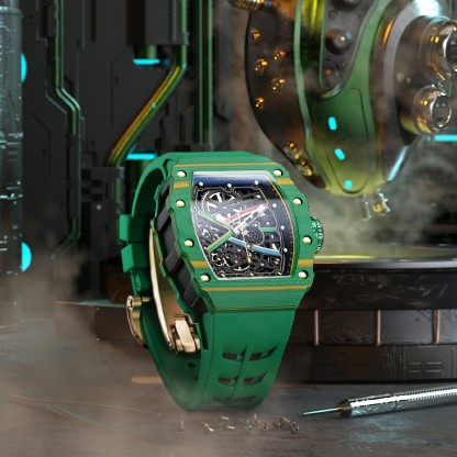 Fashionable Popular Best Selling Luxury Sapphire Crystal Case Rubber Strap Unique Men's — image 3