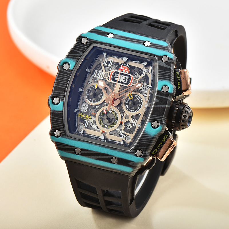 Fashionable Popular Best Selling Luxury Sapphire Crystal Case Rubber Strap Unique Men's Watch